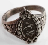 WWI PRUSSIAN FIGHTER PILOT SILVER CROWN RING