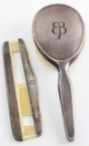 WWII GERMAN SILVER EVA BRAUN MONOGRAM BRUSH & COMB