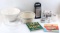 MIXING BOWLS S&P SHAKERS CHEESE GRATER COOKBOOKS