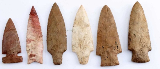 LOT OF 6 NATIVE AMERICAN INDIAN ARROWHEADS POINTS