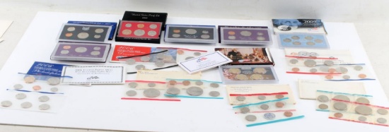 12 MIXED PROOF AND UNCIRCULATED SETS ALL US MINT