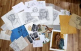 LARGE LOT OF PICTURES SKETCHES DRAWINGS & PRINTS