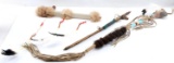 NATIVE AMERICAN INDIAN ANTLER PEACE PIPES & CLUB