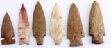 LOT OF 6 NATIVE AMERICAN INDIAN ARROWHEADS POINTS