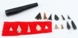 LOT OF SMALL ARROWHEAD POINTS BIRD AND STONE PIPE