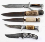 ANTIQUE FIGHTING KNIFE LOT OF 5 KNIVES