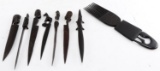 ANTIQUE AFRICAN EBONY LETTER OPENERS & HAIR COMB