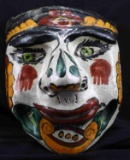 ANTIQUE HAND PAINTED CERAMIC MASK MAYBE MEXICAN