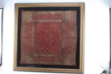 ANTIQUE INDIAN TEXTILE WITH GOLD ACCENT IN FRAME