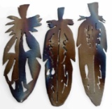 HEAT COLORED STEEL FEATHER WALL ART PIECES