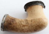 LARGE ANTIQUE SILVER MOUNTED CLAY PIPE