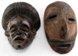 LOT OF TWO CEREMONIAL AFRICAN MASKS CHOKWE & OTHER