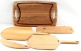 LOT OF WOOD CUTTING BOARDS PIZZA CUTTER MORE