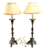 PAIR OF VINTAGE BRONZE LAMPS 32 INCHES