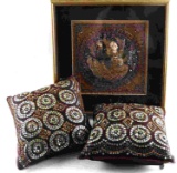 THREE DIMENSIONAL TEXTILE BALINESE DANCER PILLOWS