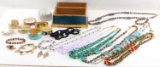 DESIGNER COSTUME JEWELRY LOT W TREASURE  BOX