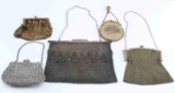 VINTAGE METALLIC AND MESH COIN PURSE LOT OF FIVE