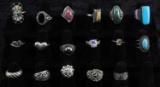 STERLING SILVER RING LOT OLD PAWN TO MODERN