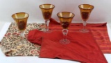 AMBER GOLD MEXICAN BUBBLE GLASS WATER WINE GOBLET