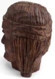 HAND CARVED WOODEN INDIAN HEAD HOLLOW LOG BODY
