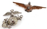 WWII USMC & NAVY SWEETHEART PIN LOT OF 2 SILVER