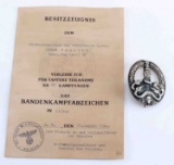 WWII THIRD REICH GERMAN ANTI PARTISAN BADGE& AWARD