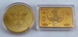 WWII GERMAN THIRD REICH GOLD PLATED COIN & BAR LOT