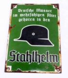 WWII GERMAN THIRD REICH STALHELM PORCELAIN SIGN