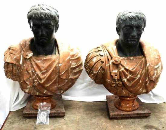 2 MARBLE BUST ROMAN EMPEROR AUGUSTUS AND OTHO