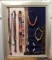 FRAMED PERUVIAN TEXTILES & BEADED NECKLACES