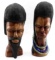 JAMAICAN FOLK ART BUST W AFRICAN SEAGLASS BEADS