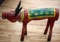 ANTIQUE WOOD POLYCHROME INDIA SACRED COW STATUE