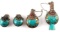 LOT OF FOUR TURQUOISE MOSAIC TIBETAN SNUFF BOTTLES