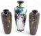 ASIAN CLOISSONE VASE & PAIR OF COPPER COCK VASES