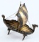 MINIATURE BRASS NORDIC VIKING SHIP ON STAND