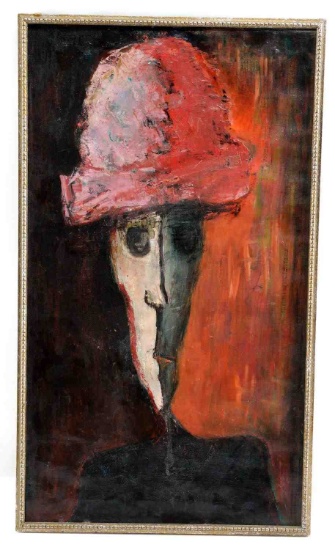 D CASWELL MODERNIST PORTRAIT FRAMED PAINTING