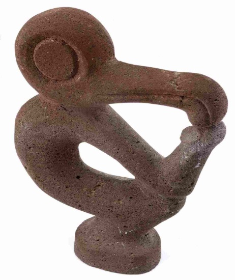 TUFF CARVED ANTHROPOMORPHIC BIRD FIGURE