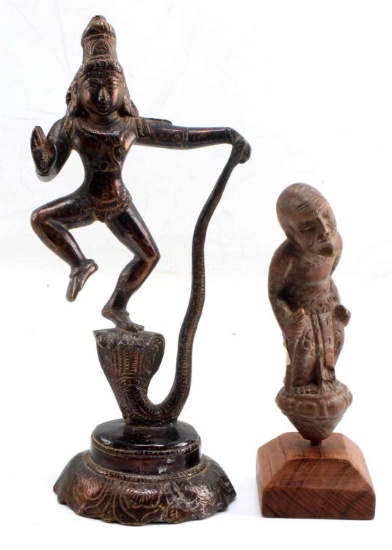 KALIYA VIJAYA LEELA SHRI KRISHNA & WOOD FIGURE