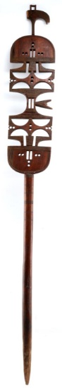FINELY CARVED WOOD AFRICAN TRIBAL SCEPTER