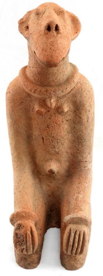 MALI WEST AFRICAN TERRACOTTA CLAY SEATED FIGURE