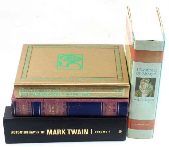 4 HARDCOVER BOOKS HOBBIT TWAIN ARABIA COMPOSERS