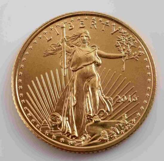 2016 GOLD 1/10 OZ AMERICAN EAGLE BU COIN