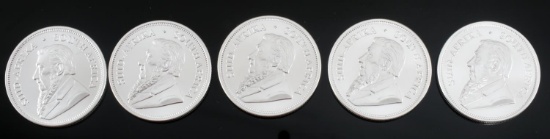 2020 SOUTH AFRICAN KRUGERRAND SILVER COIN LOT OF 5