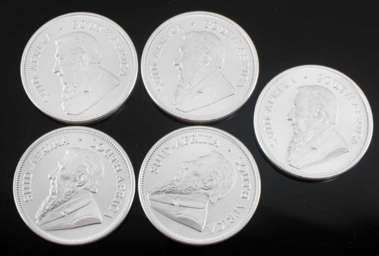 2020 SOUTH AFRICAN KRUGERRAND SILVER COIN LOT OF 5