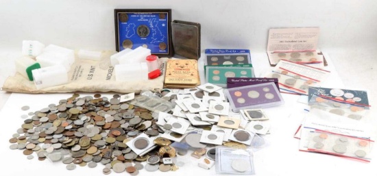 OVER 14 POUNDS OF WORLD COINS TOKENS & NUMISMATICS