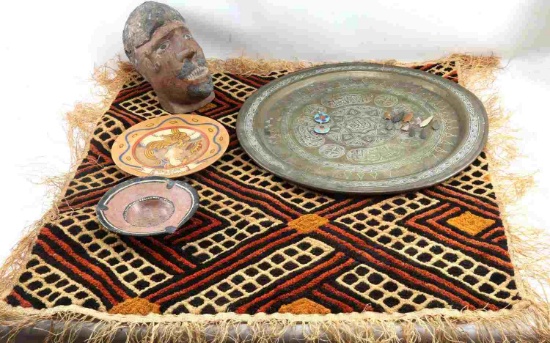 LOT OF ETHNOGRAPHIC ITEMS PLATE TEXTILE PENDANTS