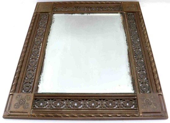 VERY NICE ANTIQUE BRONZE DECORATIVE MIRROR