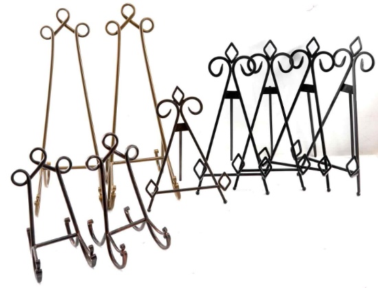 LOT OF 9 MASK ART STANDS FOR MANTLE OR DRESSER
