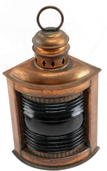 VINTAGE KILBORN SAUER GREEN GLASS SHIPS LANTERN
