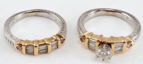 .66 TCW DIAMOND AND 14K GOLD WEDDING RING SET